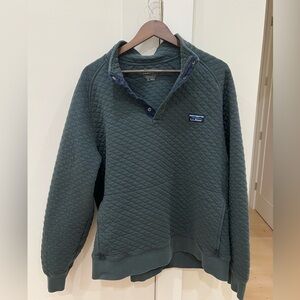 L.L. Bean Men's Forest Green Quilted Crewneck Sweater